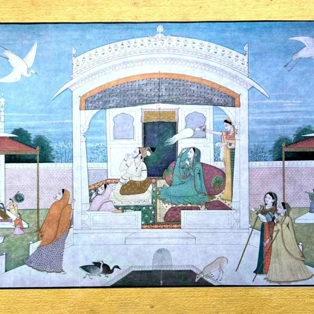 Vintage Framed Indian Pahari Nala Damayanti 15